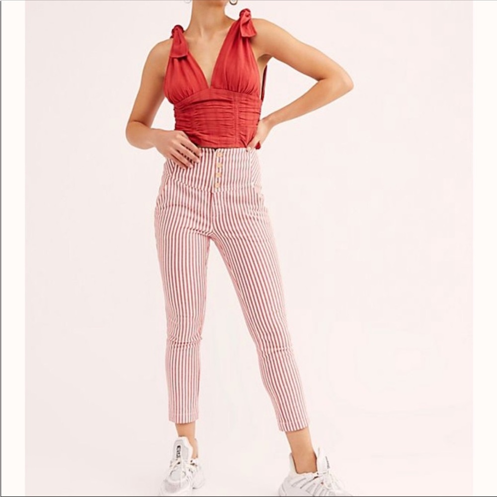 Sale⭐️NWT Free People Frankie Striped High-Waisted Skinny Pants